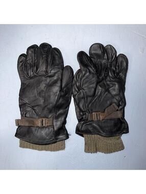 VTG 50s 60s U.S MILITARY D-3A LEATHER GLOVES W/LINER Super Grimey Dirty WWII ?